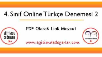 4. Sınıf Online Türkçe Denemesi 2 (+PDF)